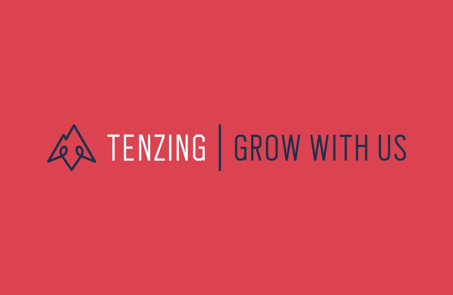 Tenzing logo and Grow With Us tagline developed as part of our private equity branding project by Never Know Defeat.