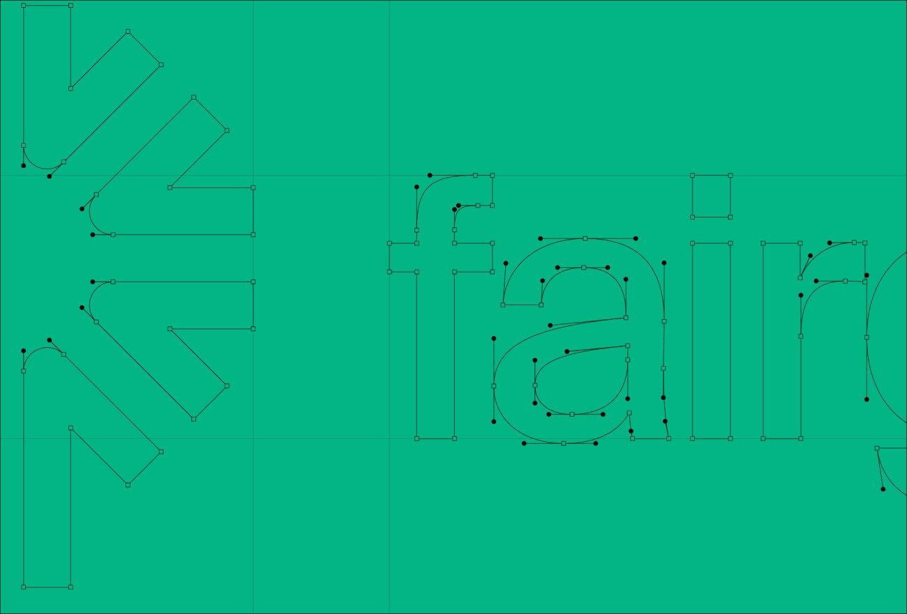 Logo construction system developed for Fairgrove Partners, showing the geometric framework, node structure and strategic thinking behind the consultancy's visual identity.